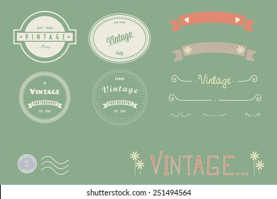 Vintage logos, doodles and banners.