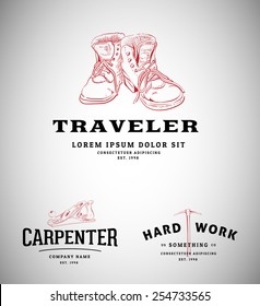 Vintage Logos with Tools and Shoes