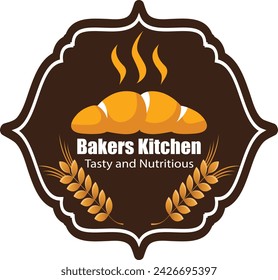 Vintage logotype for bakery and bread shop, Bakery. Handwritten inscription. Hand drawn calligraphy lettering typography badge. It can be used for signage, logos, branding, product launches

