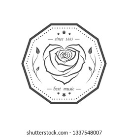 Vintage logotype for recording studios. Music design elements with font type. Badge for t-shirt and websites.