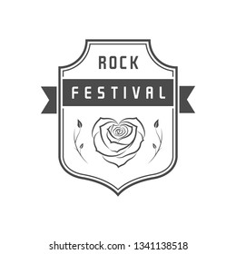 Vintage logotype for rock festival. Music design elements with font type. 