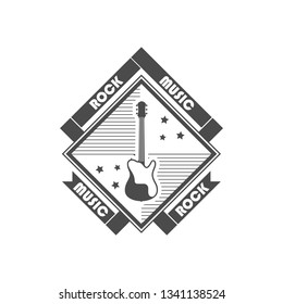 Vintage logotype of rock music. Design elements with font type. Badge for rock shop.