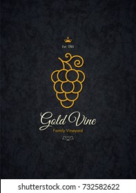Vintage logotype for winery, vineyard, wine shop, wine list. Food and drinks logotype symbol design. Crumpled vintage paper background