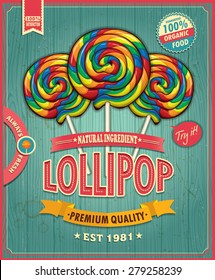 Vintage Lollipop Candy Poster Design