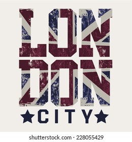 Vintage London city typography, t-shirt graphics, vectors