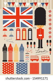 Vintage london symbols and landmarks