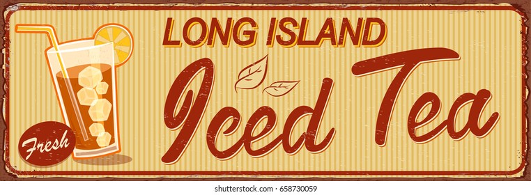 Vintage Long Island Iced Tea Metal Sign.