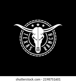 Vintage Longhorn Texas Ranch Country Western Logo Design