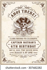 Vintage Looking Invite Template for a Party or Event with Death or Pirate Theme