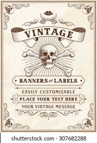 Vintage Looking Invite Template for a Party or Event with Death or Pirate Theme