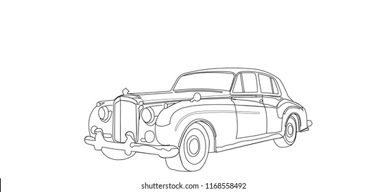 Vintage looking limousine sketch