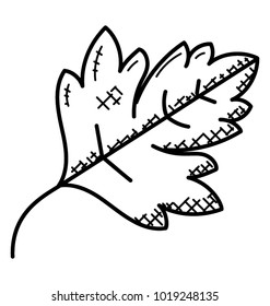 
A vintage looking maple leaf, doodle icon
