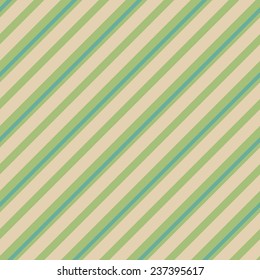 Vintage looking pattern with diagonal mint green and beige stripes. Vector illustration.