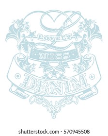 Vintage looking print for apparel and other merchandise 