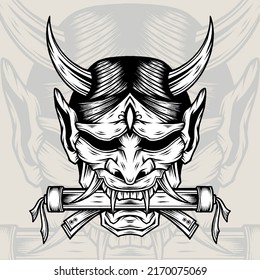 Vintage Lord Hannya. Premium-Vektorgrafik.