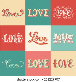 Vintage love hand-lettering. Vector illustration