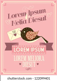 vintage love letter bird template vector/illustration