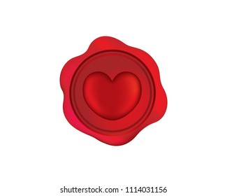 Vintage Love Warranty Wax Seal Red Rubber Stamp Logo Illustration In Isolated White Background