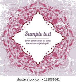 Vintage lovely decoration on grunge background with lace ornamental illustration.