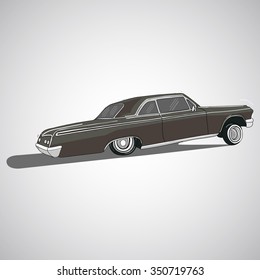 Vintage low rider logo, badge, sign, emblems, stickers and elements design. Collection black and white classic and retro old car 