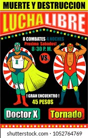 Vintage Lucha Libre Ticket. Vector illustration.