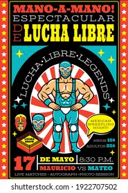 Vintage Lucha Libre Ticket. Vektorgrafik.