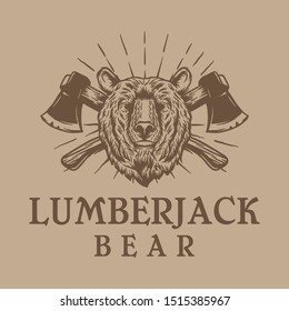 Vintage Lumberjack Bear Logo Design