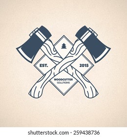 Vintage Lumberjack Label. Vector Woodcutter Emblem