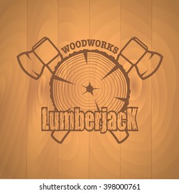 Vintage lumberjack logo with axes