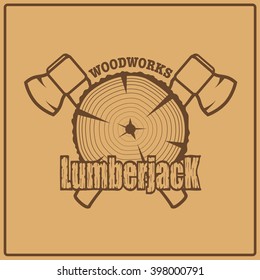 Vintage lumberjack logo with axes