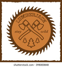 Vintage lumberjack logo with axes