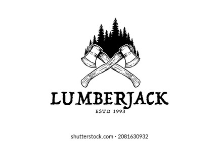 Vintage Lumberjack logo design template - vector illustration