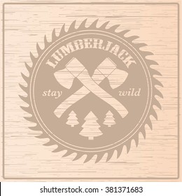 Vintage lumberjack logo label with axes