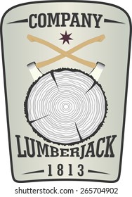 Vintage lumberjack shield. Vector illustration emblem or logo