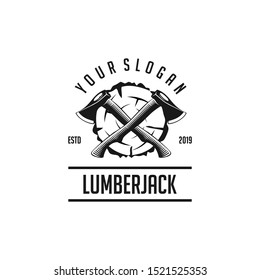 vintage lumberjack silhouette logo vector