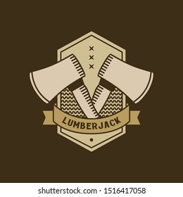 Vintage lumberjack woodworking logo emblem style, badge look, print stamp, adventure logo inspiration