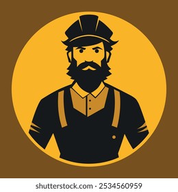 Vintage Lumberjack Worker Icon in Retro Style. Rustic Vector Illustration for Logos, Badges, and Branding Design