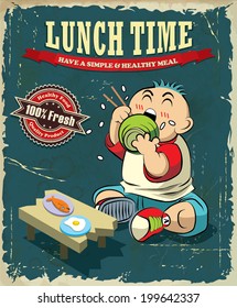 Vintage Lunch time poster design