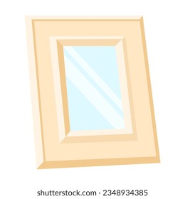 Vintage luxurious furniture vector illustration. Furniture for princess or royal room interior, rectangular framed mirror isolated on white background