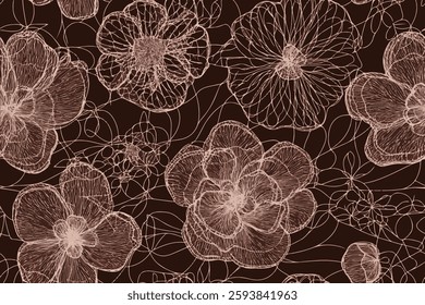 Vintage luxurious seamless pattern with golden flowers.

