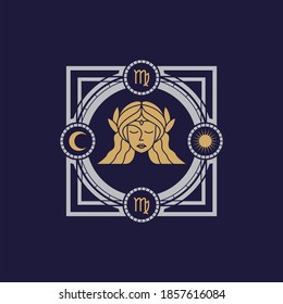 vintage luxury astrology virgo zodiac vector illustration