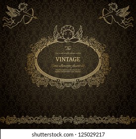Vintage luxury background with cupids