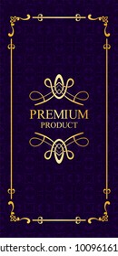 Vintage luxury background with retro elements, label, icon and frame for design of packaging luxury products. Vector illustration