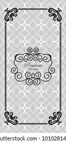 Vintage luxury background with retro elements, label, icon and frame for design of packaging luxury products. Vector illustration