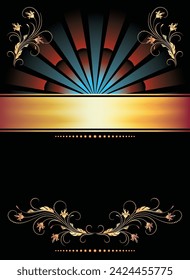 Vintage luxury background template with golden floral ornament for diploma, certificate or  greeting card in retro style. 