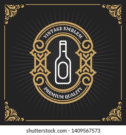 Vintage Luxury Banner Template Design for Label, Frame, Product Tags. Retro Emblem Design. Vector illustration