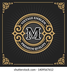 Vintage Luxury Banner Template Design for Label, Frame, Product Tags. Retro Emblem Design. Vector illustration