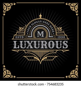 Vintage Luxury Banner Template Design for Label, Frame, Product Tags. Retro Emblem Design. Vector illustration