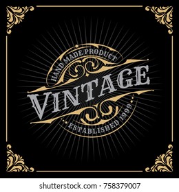 Vintage Luxury Banner Template Design for Label, Frame, Product Tags. Retro Emblem Design. Vector illustration