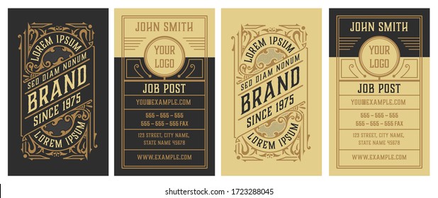 Vintage  and luxury business card vector template. Retro elegant flourishes ornamental frame.